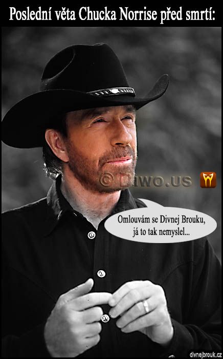 divnej brouk - Chuck Norris, poslední slova věta před smrtí, TV televizní seriál CBS Walker, Texas Ranger, černý klobouk, košile divnej brouk - Chuck Norris, poslední slova věta před smrtí, TV televizní seriál CBS Walker, Texas Ranger, černý klobouk, košile