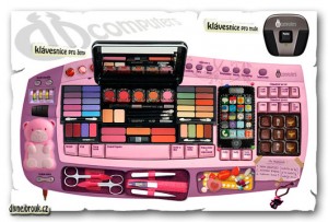 Diwous aka Divnej Brouk - Klávesnice pro ženy, pro muže, růžová, make-up, čokoláda, manikůra, mobil, rtěnky, léky, bonbóny, přívěsek, smajlíky