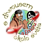 s Diwousem a Emou okolo světa - logo, cestování, cesta, dobrodružství, Češi, planeta, kolem, Diwous, Ema, tropy, cizí kraje, země, poznávání, na vlastní pěst, digitální nomádství, IT, počítač, práce