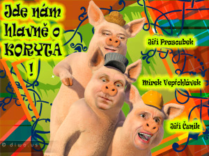 Diwous - Tři čuníci, prasátka, 3, Mirek Topolánek, Jiří Paroubek, Jiří Čunek, koryta, vtip, humor
