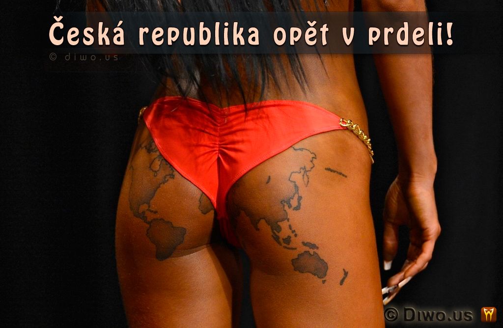 Diwous - Česká republika opět v prdeli, ČR, humor, kérka, mapa světa, prdel, tattoo, tetování, vtip, zadek