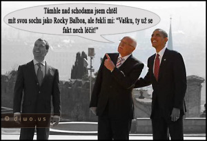 Diwous - Praha 2010, Barack Obama, Dmitrij Medvěděv, humor, odzbrojovací smlouva START 1, Rocky Balboa, socha, summit, Václav Klaus, vtip