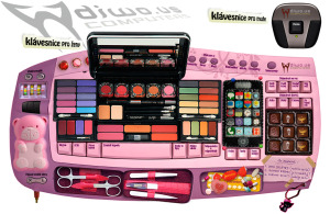 Diwous - Klávesnice pro ženy, pro muže, růžová, make-up, čokoláda, manikůra, mobil, rtěnky, léky, bonbóny, přívěsek, smajlíky