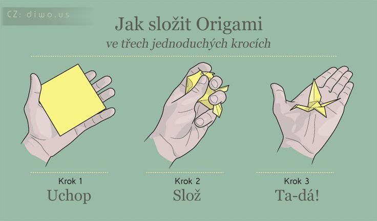 Diwous - Jak složit Origami, 3 kroky, jeřáb, papír, humor, vtip