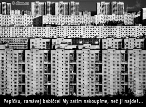 Diwous - Pepíčku, zamávej babičce! najdi babičku, hádanka, hlavolam, humor, klece na lidi, paneláky, sídliště, vtip