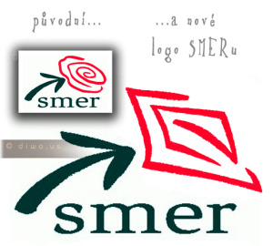 Diwous - SMER - sociálna demokracia - původní a nové logo, politická strana, Slovensko, piča, Fico, kontroverzní, politická strana, Slovensko