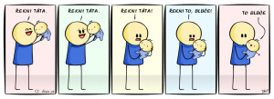 Diwous - Řekni Táta! blbec, humor, kojenec, miminko, mluvení, muži, nemluvňata, nemluvně, první slovo, táta, vtip