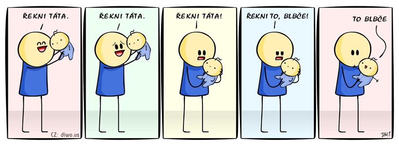 Diwous - Řekni Táta! blbec, humor, kojenec, miminko, mluvení, muži, nemluvňata, nemluvně, první slovo, táta, vtip