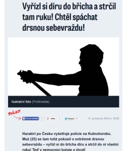 Diwous - bobule tisu, D1, harakiri, kuriozní, nůž, oběšení, odpálení, otrava, pěst, pokus, psychicky nemocný, psychopat, Rakušan, pilník, rotační rašple, Rotarex, sebepoškozování, sebevražda, střílející tužka, výbuch