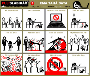 Diwous - FUJ!SLABIKÁŘ - díl 2. - Ema tahá data, agent FBI, čip v mozku, mele, krev, krumpáč, laptop, načipovaný mozek, řemdih, zlomená páteř, cenzura internetu, V jako Vendeta, Anonymous, bílý králík, motorová pila, nebozez