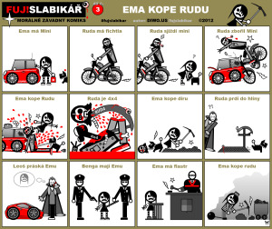 Diwous - FUJ!SLABIKÁŘ - díl 3. - Ema kope Rudu, 4x4, AC/DC, benga, Emo Ema, Ferrari 360 Modena, Fichtl Stadion S22, havárie, Leoš Mareš, lom, Mini Cooper, pruhovaný mundůr, Ruda z Ostravy, soudní dvůr, železná ruda, vniřnosti, vypíchnuté oko, utržený ukousnutý penis