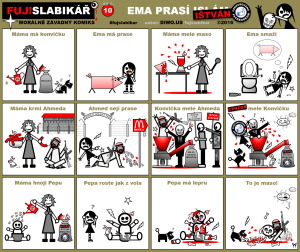 Diwous - FUJ!SLABIKÁŘ - díl 10. - Ema prasí islám, AK-47, Kalašnikov, Arbeit macht frei, Blok proti islámu, detenční tábor, drtič větví za traktor, fašista, hajlování, hnojivo, Ištván, kanibalismus, konev, lebka, lepra, lidské maso, malomocenství, Martin Konvička, masokostní moučka, mentální retardace, neonacista, ostnatý plot, prasokostní, Sajrajt, šátek arafat, terorista, uprchlík, vepřová hlava, zahradní lopatka, žiletkový drát
