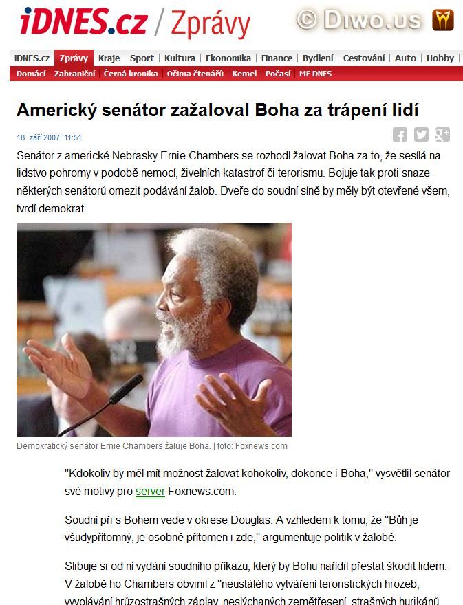 Diwous - Diwous - Amerika, Bůh, léčebna, Nebraska, USA, žaloba, Americký senátor, Absurdistán