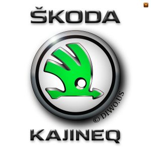Diwous - Škoda Kajineq, Kodiaq, Karoq, nový model, písmena K a Q, propuštěný vězeň, Jiří Kajínek, Meme, mediální hvězda, rozhovor, odsouzený vrah, milost prezidenta, Miloš Zeman, tričko Adidas, jasně zelená barva, logo, znak, okřídlený šíp, vtip