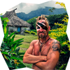 Diwous, šaman kanibalů, savage, divoch, shaman, cannibal, vesnice, village, chatrč, cottage, válečné malování, face paint, džungle, jungle, deštný prales, rain forest, hory, vulkán, mountains, volcano, Fidži, Fiji, Mikronésie, Micronesia